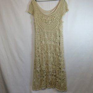 Vintage Macramé Crochet Boho Festival Ivory Long Dress